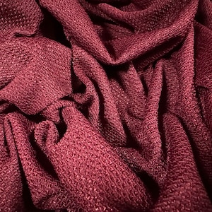 Stretch spandex sateen jersey dress fabric, per metre - micro dobby jacquard - burgundy