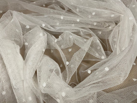 Dobby Mesh Net Sheer Lightweight Fabric, per Metre White 