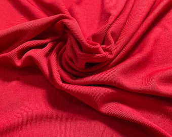 Ribbed jersey fabric, comfort stretch - bright red