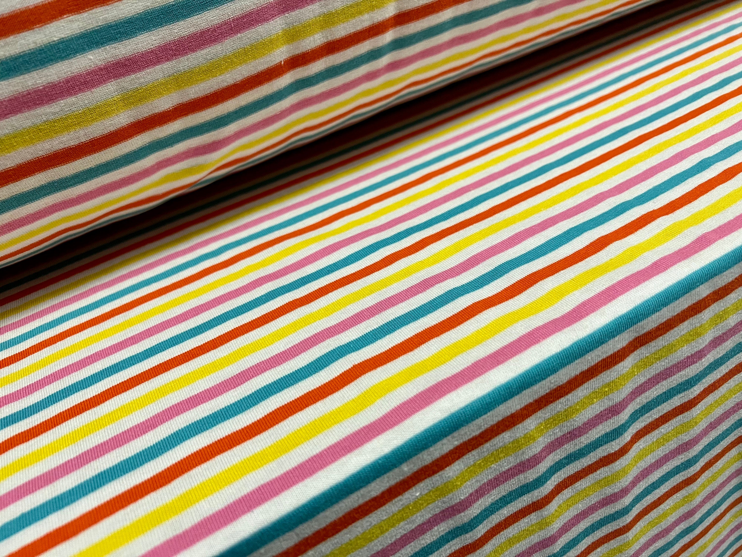 rainbow stripe jersey fabric