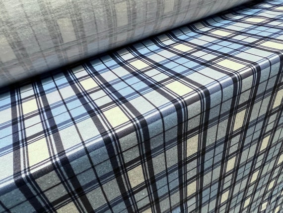 Soft Handle Single Jersey Fabric per Metre Tartan Check Print Blue Etsy
