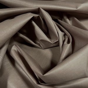 Cotton lawn woven shirt weight fabric, per metre - plain - taupe