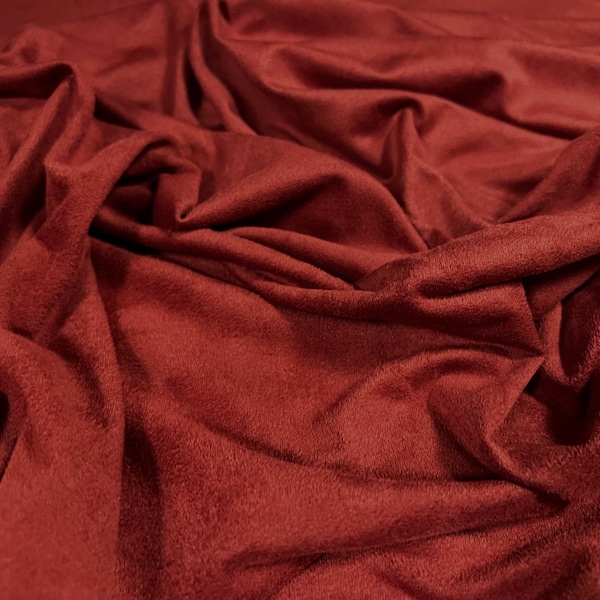 Faux suede stretch spandex jersey fabric, per metre - plain - rust