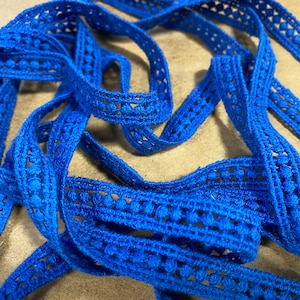 Cotton embroidery edging trim ribbon fabric - royal blue