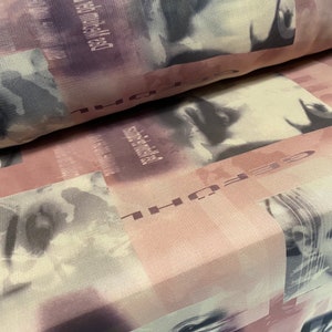 Printed chiffon woven dress blouse fabric, per metre - Eye contact print - magenta