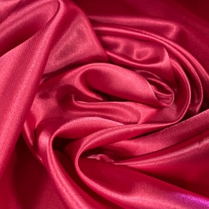 Silky Stretch charmeuse satin dress fabric, per metre - plain - cerise