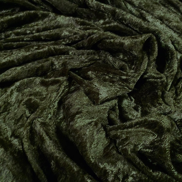 Panné velour velvet crushed dress fabric, per metre - plain - khaki green