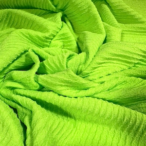 Textured ripple rib stretch jersey fabric, per metre - bright lime green