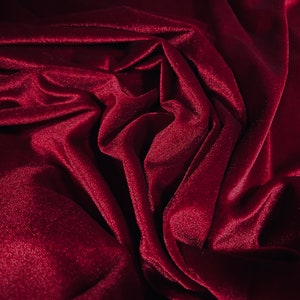 Spandex velvet velour stretch fabric, per metre - plain -  cherry red