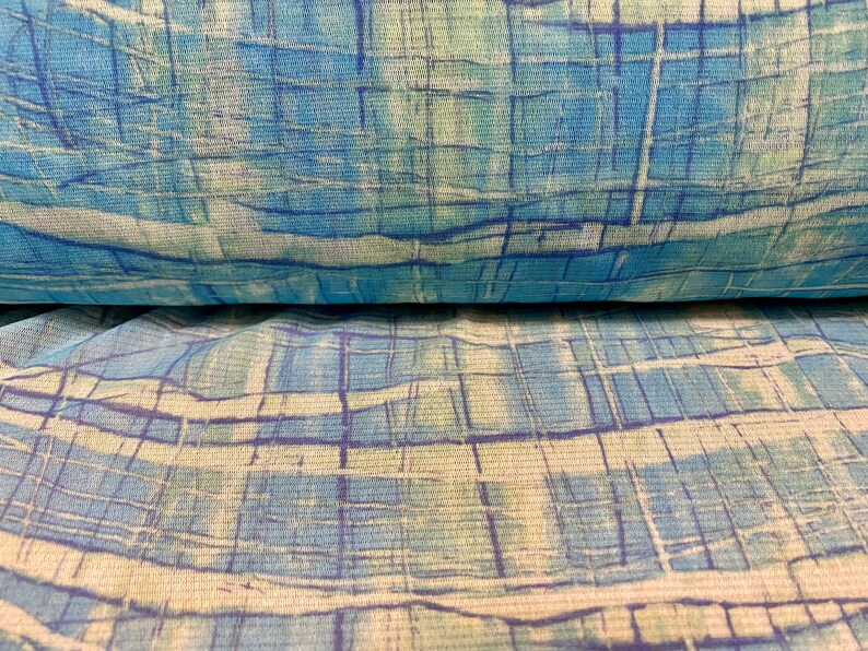 Helenca Thread Stretch Helenca Mesh Fabric, Sheer, per Metre - Abstract Check Print ...