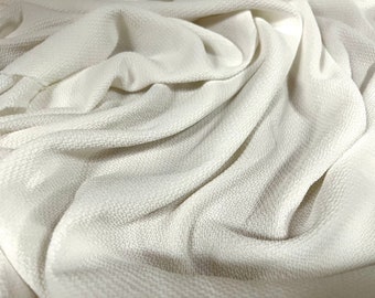 Bubble crepe woven dress fabric with comfort stretch - plain - ivory