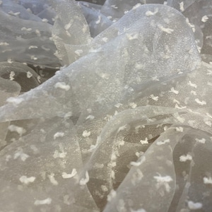 Organza fabric, per metre - Dobby design - white