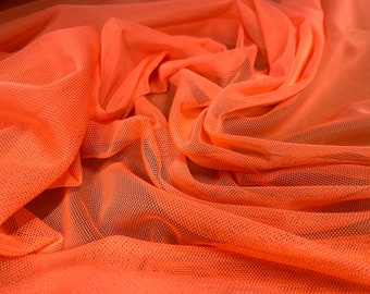 Power mesh net stretch spandex fabric, per metre - fluorescent orange