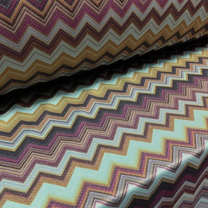 Single jersey fashion fabric - 60 inches wide - chevron zigzag print - turquoise & purple