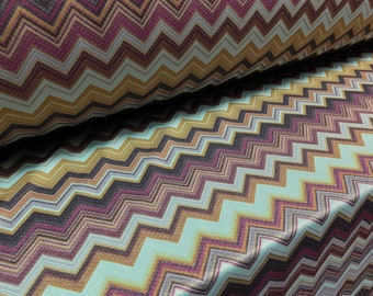 Single jersey fashion fabric - 60 inches wide - chevron zigzag print - turquoise & purple