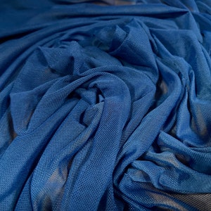 Power mesh net stretch spandex fabric, per metre - Plain - royal blue