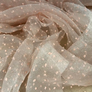 Organza fabric, per metre - Dobby design - peach-pink