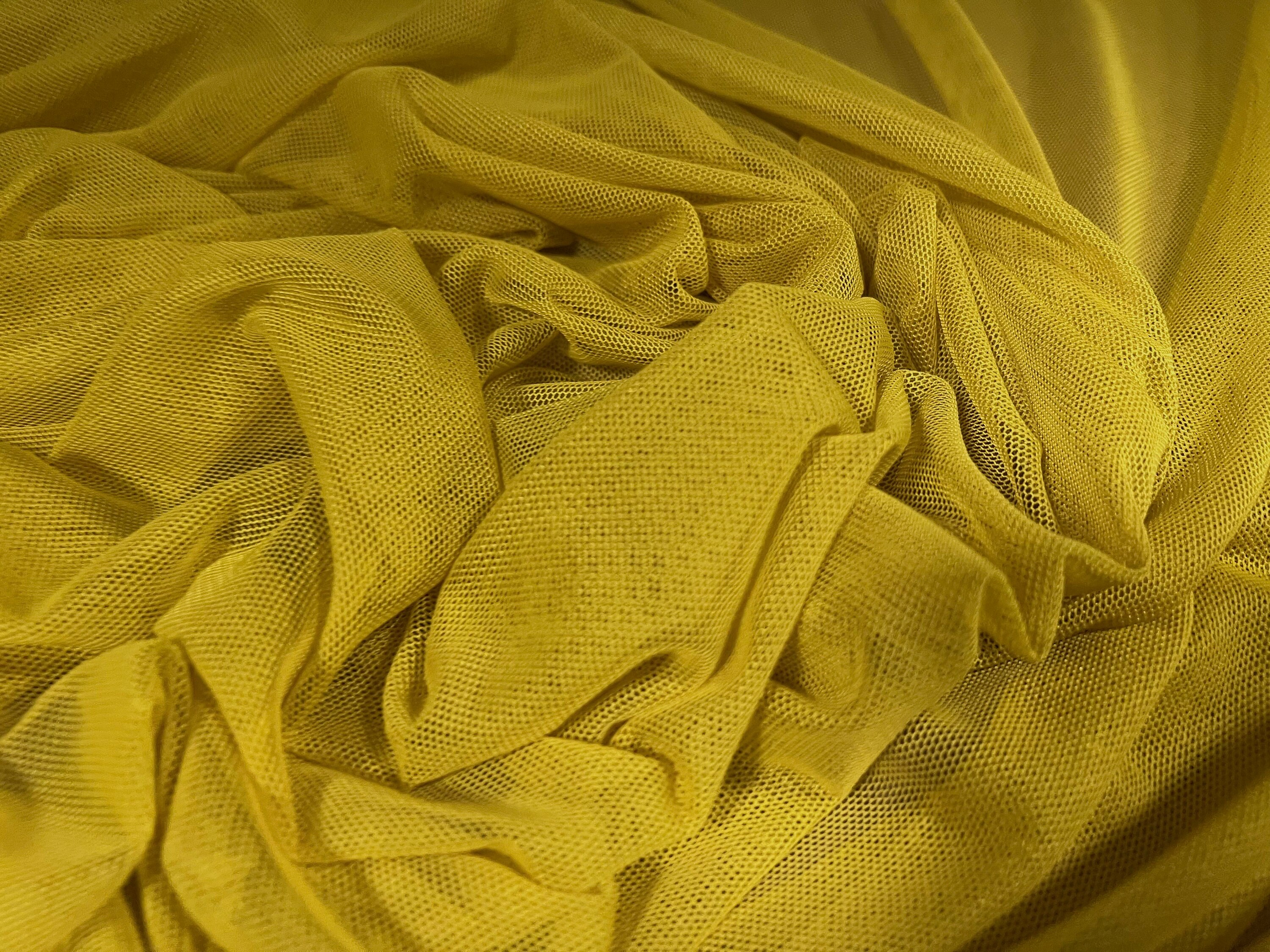 Power Mesh Net Stretch Spandex Fabric, per Metre Plain English Mustard -   Canada