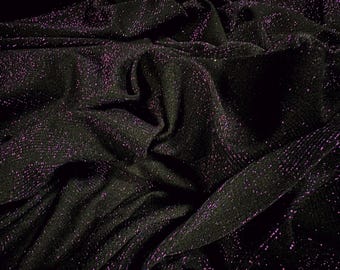 Metallic dehnbarer Single Jersey Stoff, Meterware - Lurex Glitzer - lila & schwarz