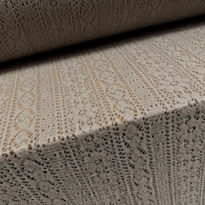 Soft handle crochet lace knit fabric, per metre - floral - Smokey taupe