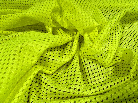 Airtex Mesh Eyelet Fabric per Metre Plain Fluorescent Yellow
