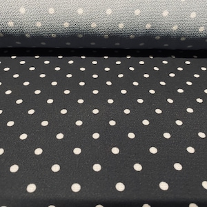 Polka dot printed bubble crepe woven dress fabric, per metre - black & white