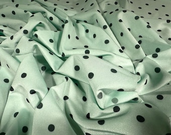 Swimwear stretch spandex jersey fabric, per metre - polka dot spot print - aqua
