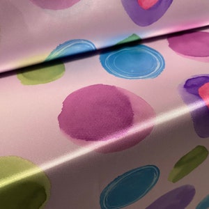 Silky Stretch charmeuse satin dress fabric, per metre - smudge circles print - lilac