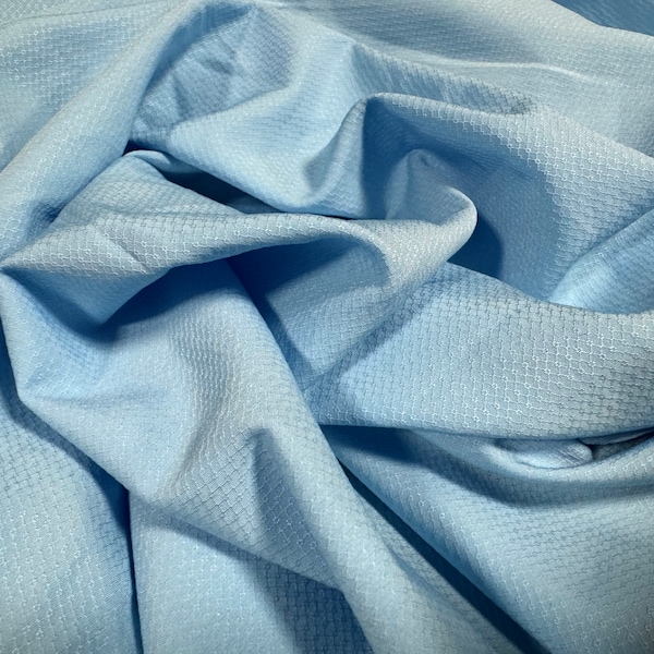 Soft stretch textured woven dress fabric, per metre - plain - sky blue