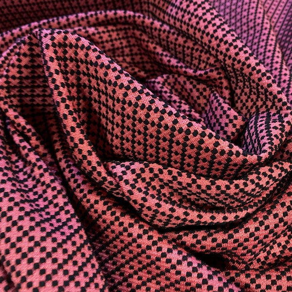Double jersey stretch fabric with diamond jacquard, per metre - raspberry pink