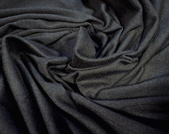 Cotton stretch single jersey fabric, per metre - plain - black