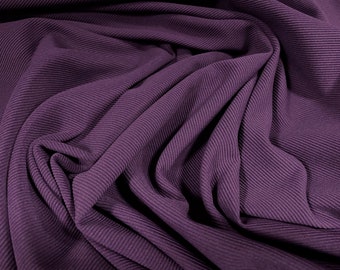 Fine Ottoman Jodhpur rib Stretch spandex jersey fabric , per metre - plain - purple