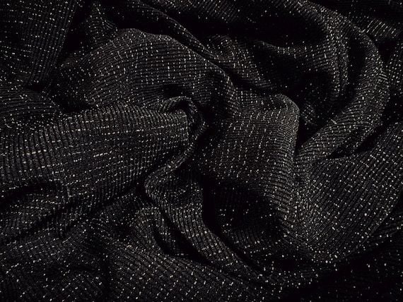 Metallic stretch knitwear jersey fabric - black with silver lurex