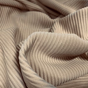 Ottoman rib Stretch jersey fabric , per metre - Stone