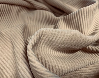 Ottoman rib Stretch jersey fabric , per metre - Stone