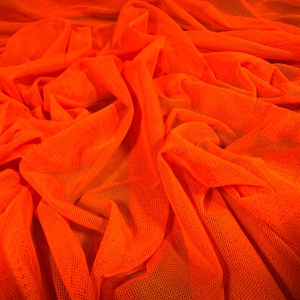 Power mesh net stretch spandex fabric, per metre - Plain - bright orange