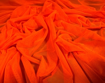 Power mesh net stretch spandex fabric, per metre - Plain - bright orange