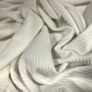 Ottoman rib Stretch spandex jersey fabric , per metre - plain - White