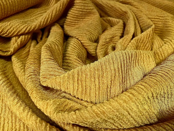 Ripple rib blister jacquard Stretch double jersey fabric per metre mustard