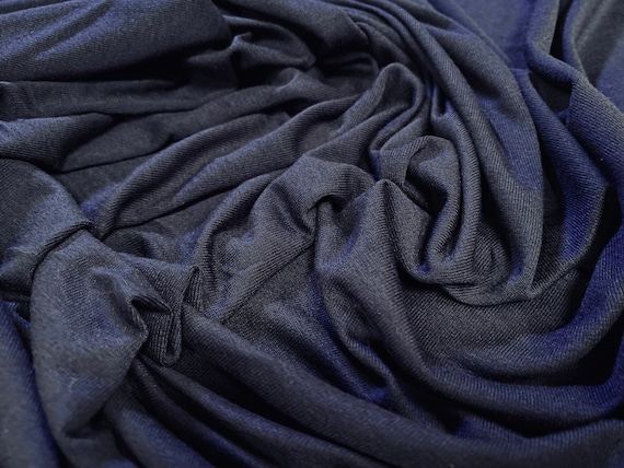 Viscose spandex stretch single jersey fabric, per metre - plain - navy blue