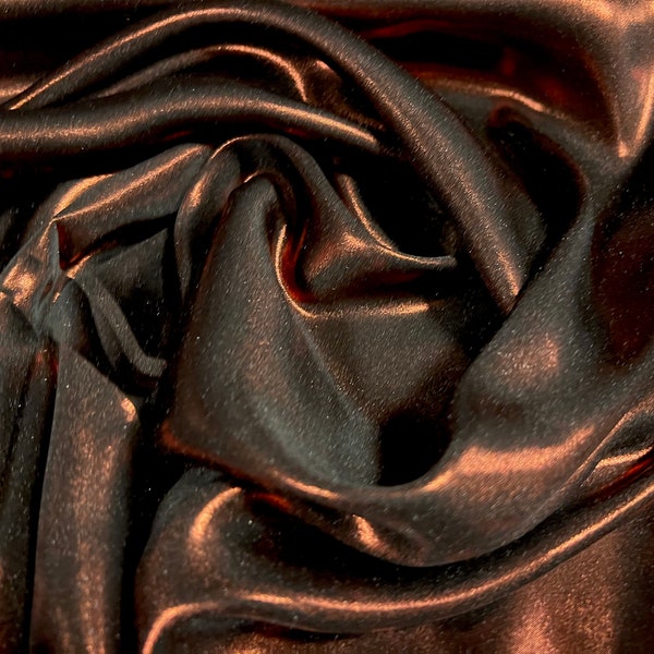 Metallic sparkle satin dress fabric, per metre - plain - rust