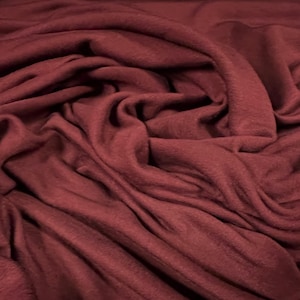 Soft handle loopback stretch spandex jersey fabric, per metre - plain - burgundy
