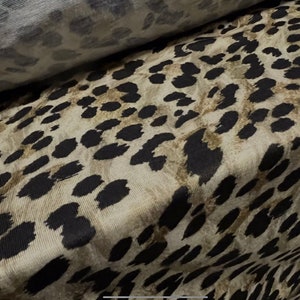 Soft handle single jersey fabric, per metre - Leopardskin animal print - drab