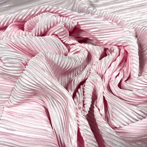 Feines Plissé Plissee Satin Stoff, Meterware - Babyrosa