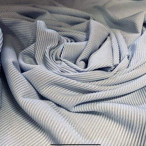 2x1 Stretch spandex ribbed jersey fabric, per metre - plain - baby blue