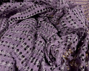 Metallic crochet knitwear jersey fabric - violet & silver