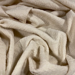 Double jersey knit spandex dress fabric, per metre - geometric jacquard - oyster