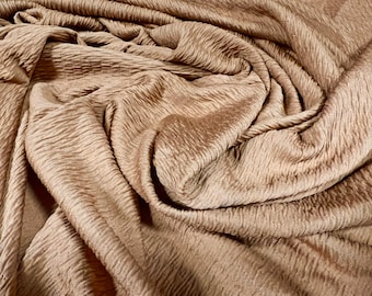 Sheared bodycon spandex stretch jersey fabric, per metre - plain - light brown