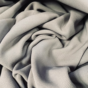 Fine Ottoman rib Stretch jersey fabric , per metre - silver grey