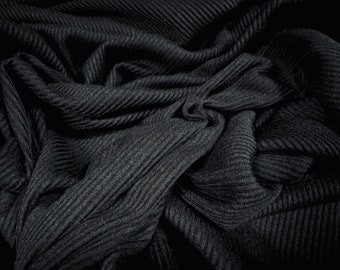 Soft handle rib jersey knit fabric, per metre - plain - Black